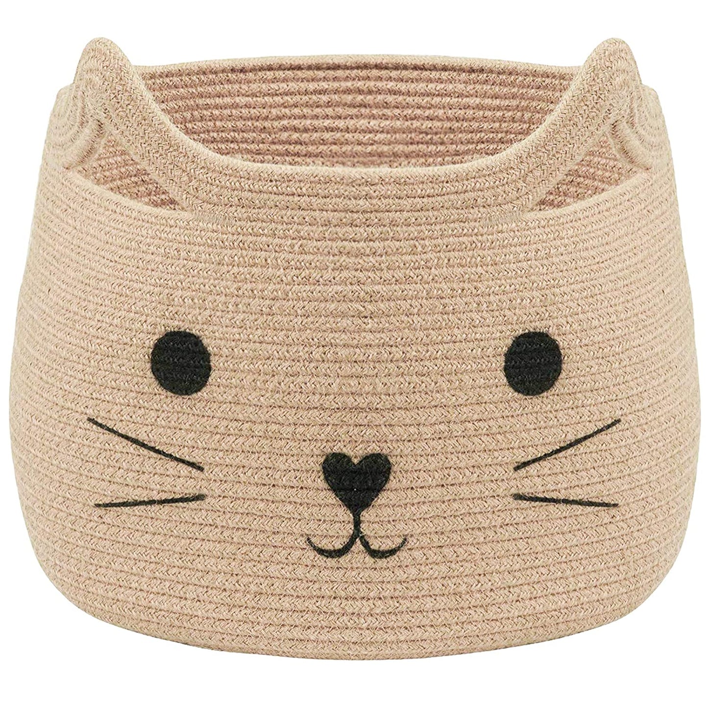 Cesta de Almacenaje Infantil con Diseño de Gato – Algodón 100% Natural