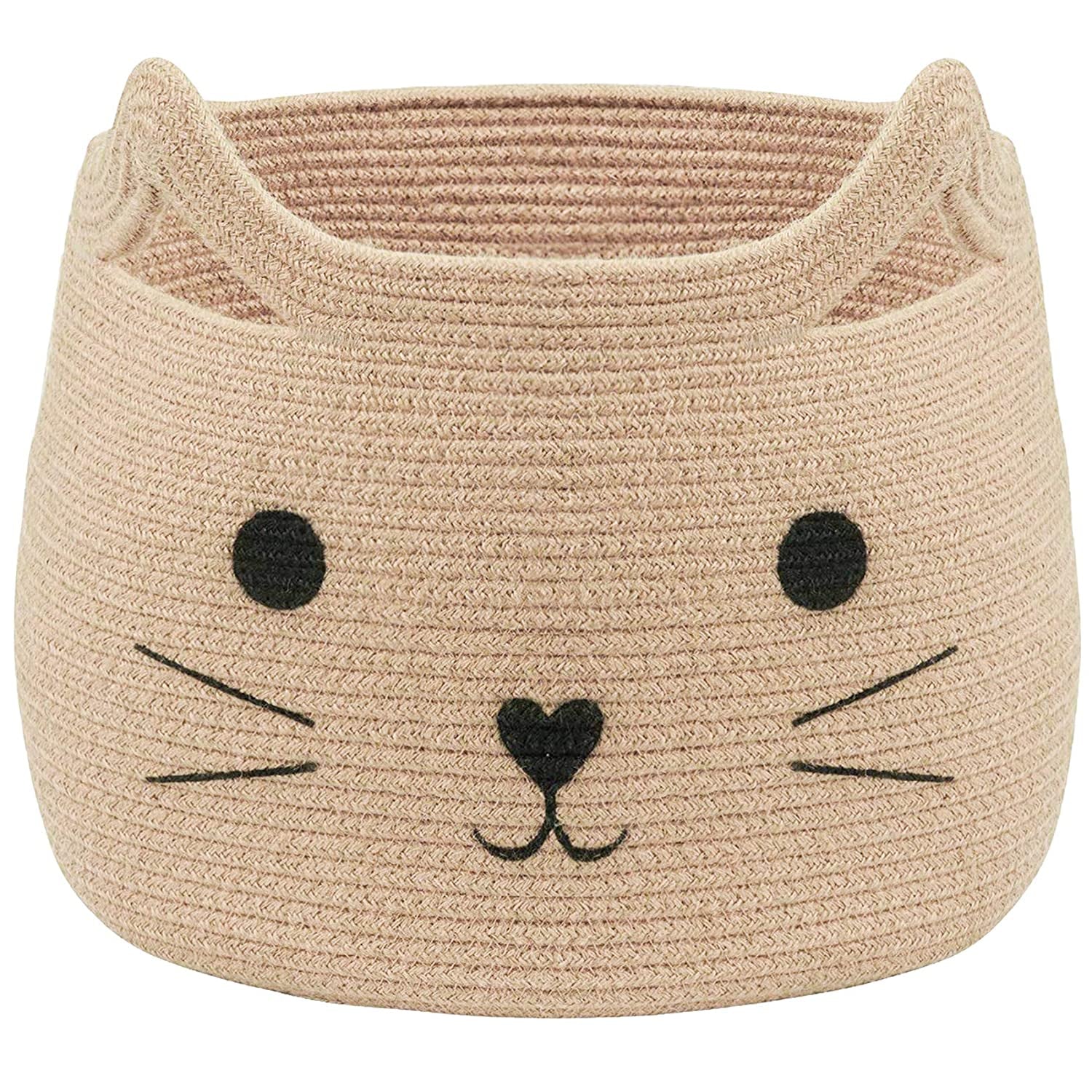 Cesta de Almacenaje Infantil con Diseño de Gato – Algodón 100% Natural
