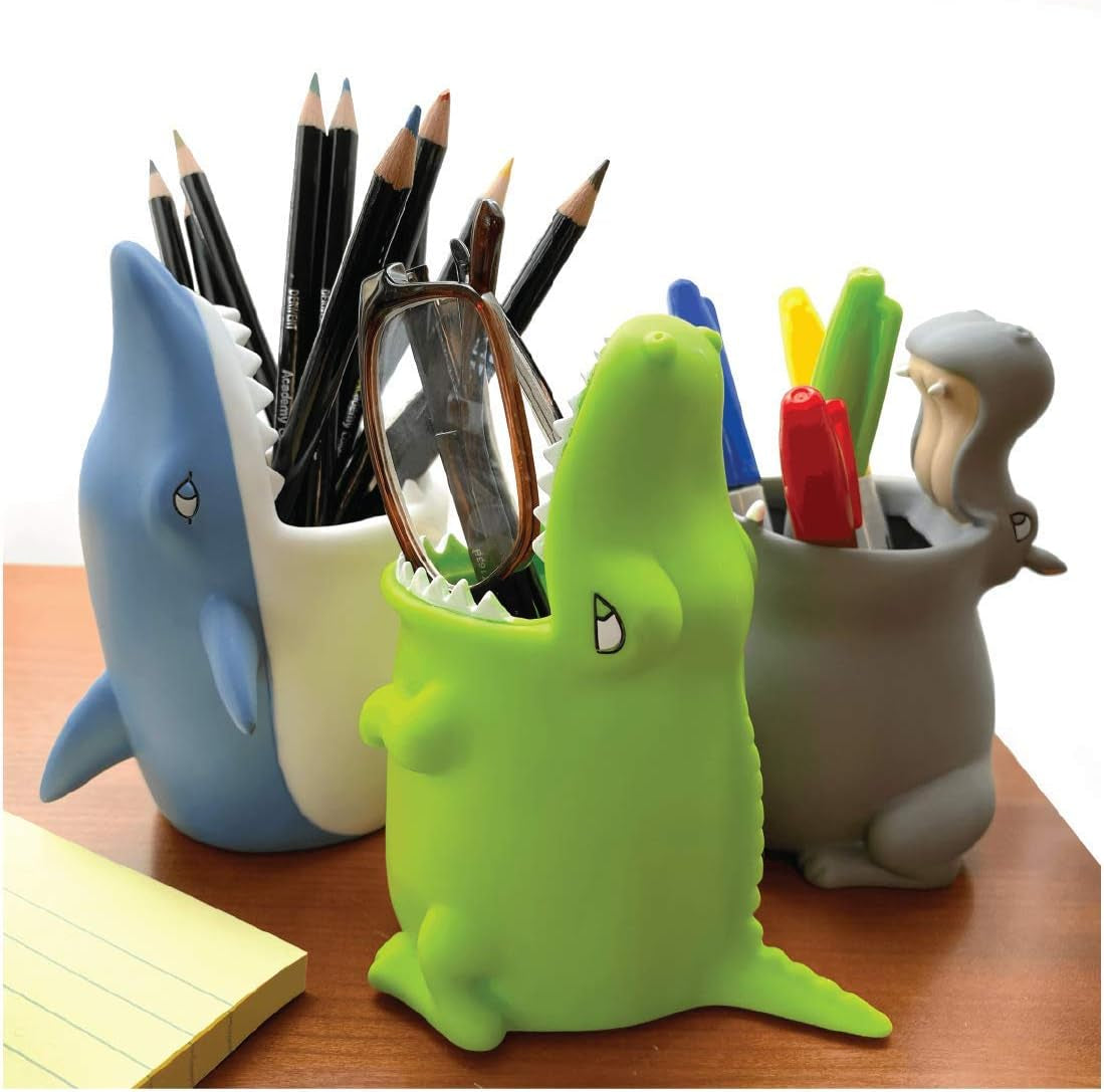Organizador de cepillos de dientes de silicona con forma de tiburón