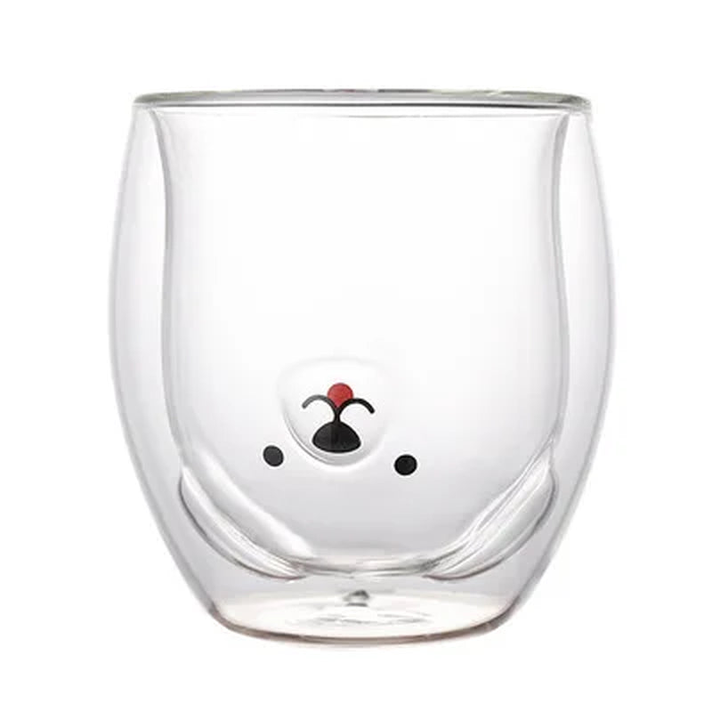 Taza de Vidrio de Animalitos Adorables: Gato, Perro, Oso y Pato