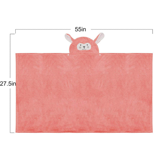Toalla Infantil con Capucha Animal – Ultrasuave y Absorbente de Felpa Coral (70 x 140 cm) Felpa Rosa