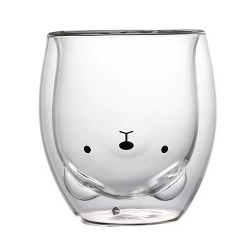 Taza de Vidrio de Animalitos Adorables: Gato, Perro, Oso y Pato