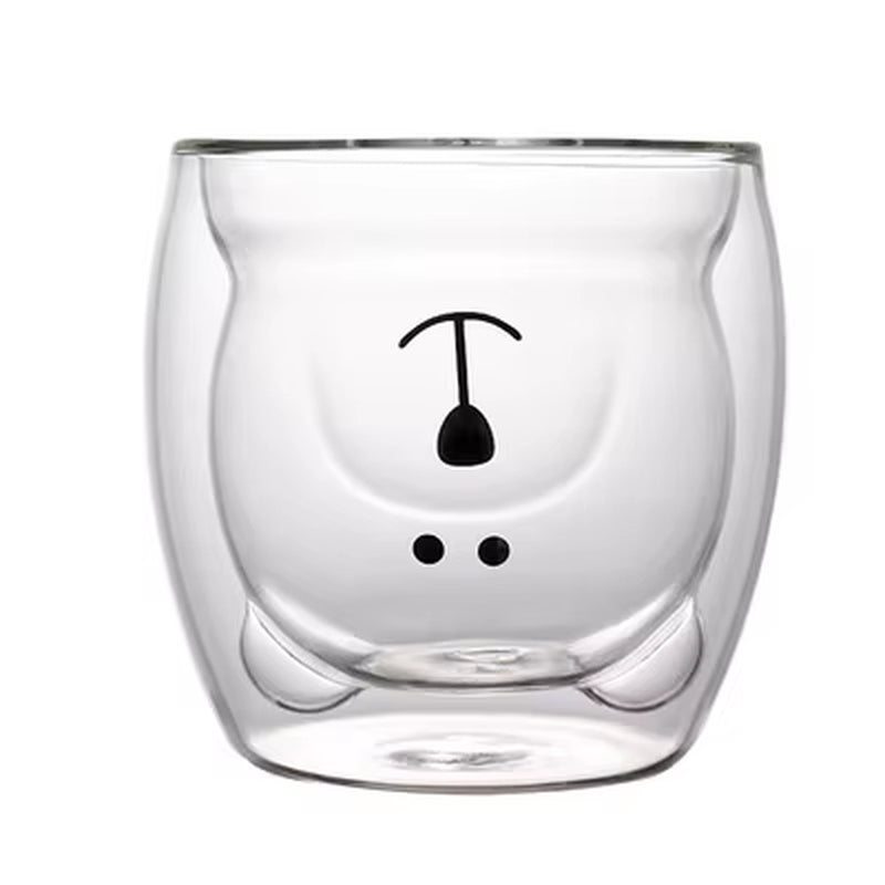 Taza de Vidrio de Animalitos Adorables: Gato, Perro, Oso y Pato