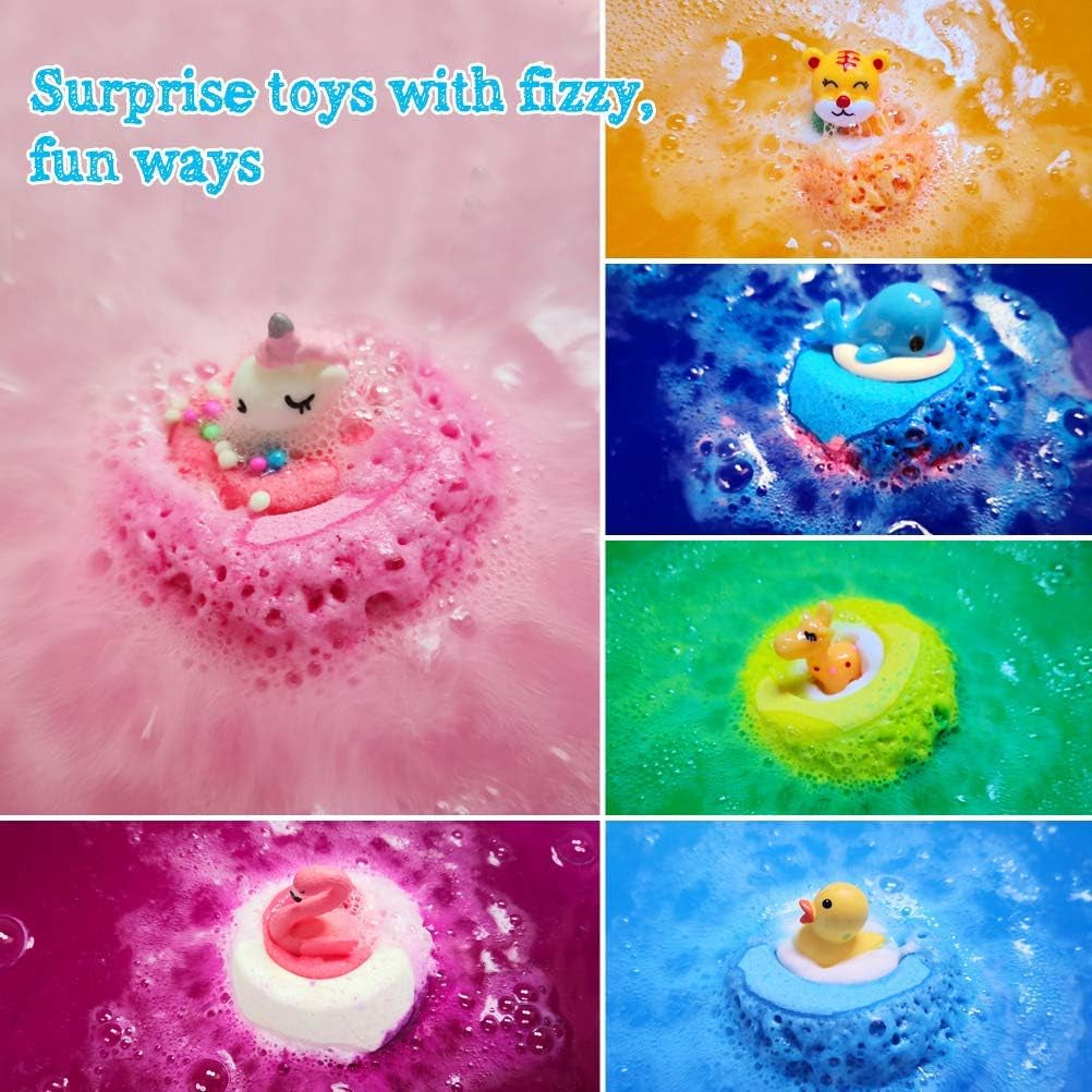  Set de Bombas de Baño Infantiles con Juguete Sorpresa – 6 Aromas Frutales, Veganas y Divertidas – Regalo Perfecto para Niños