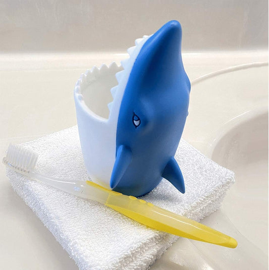 Organizador de cepillos de dientes de silicona con forma de tiburón